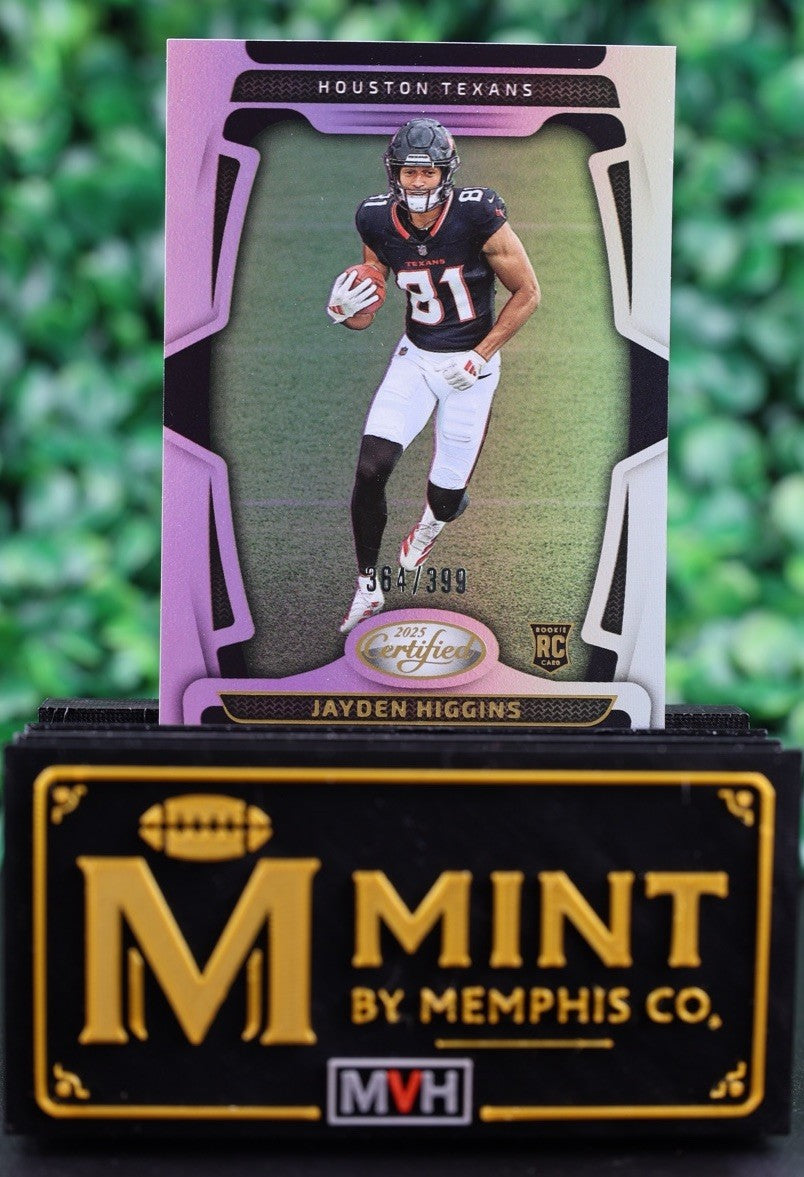 Jayden Higgins 2025 Panini Certified Mirror RC /399 Houston Texans #130