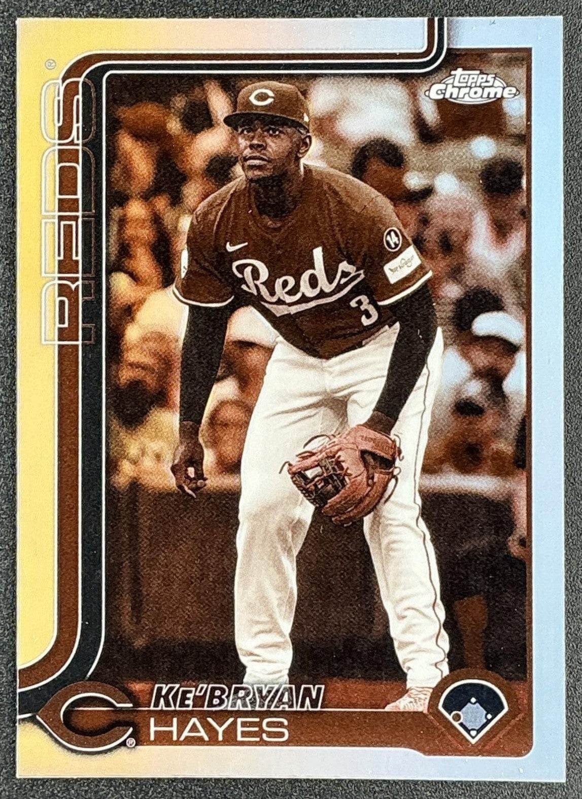 KE'BRYAN HAYES 2025 TOPPS CHROME UPDATE #USC13 SEPIA REFRACTOR REDS