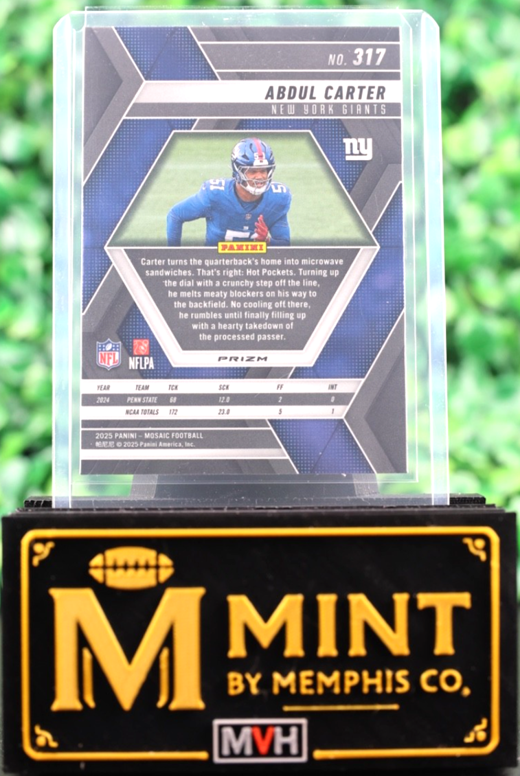 ABDUL CARTER 2025 MOSAIC #317 ROOKIE SILVER MOSAIC RC NEW YORK GIANTS
