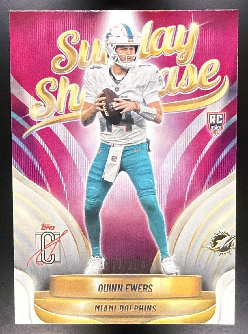 2025 Topps Signature Class Quinn Ewers Sunday Showcase Magenta Foil /250 RC