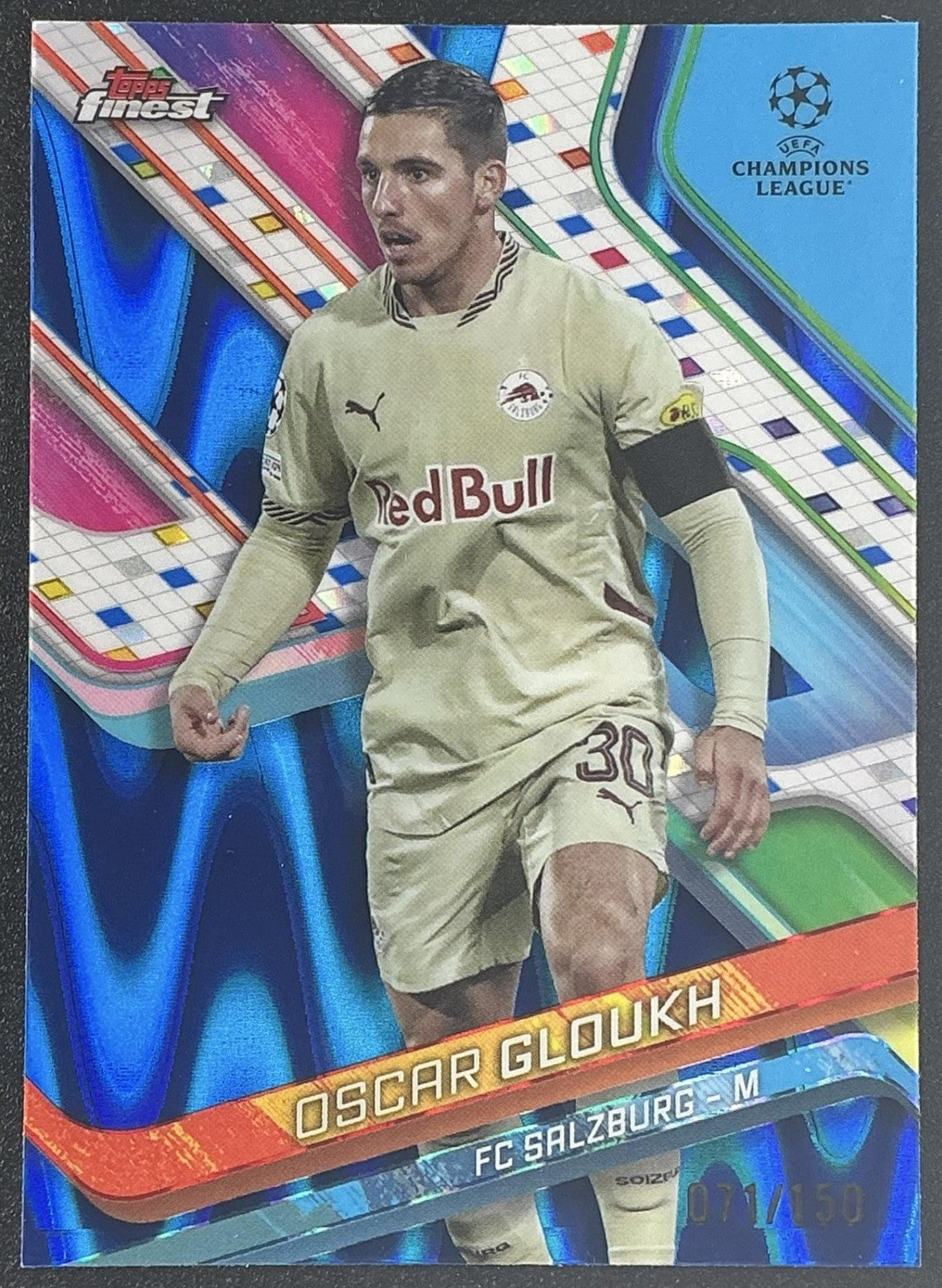 2024 Topps Finest UEFA Club Oscar Gloukh Blue Raywave Refractor /150