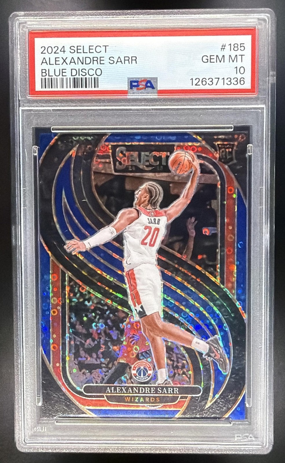2024 Panini Select Alexandre Sarr #185 Premier Blue Disco /25 RC PSA 10