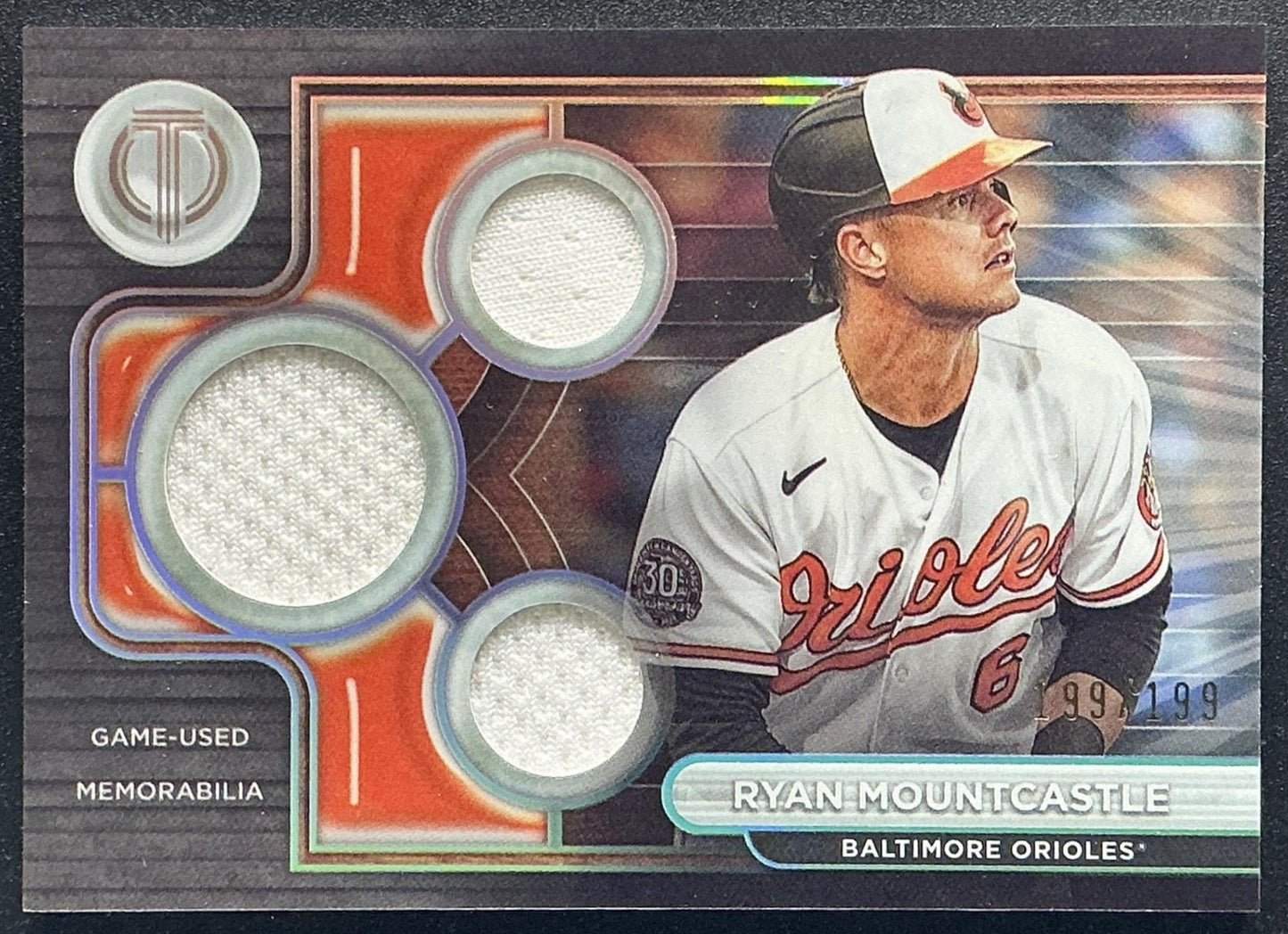 RYAN MOUNTCASTLE 2024 TOPPS TRIBUTE #TTR-RM TRIPLE RELICS 199/199 ORIOLES