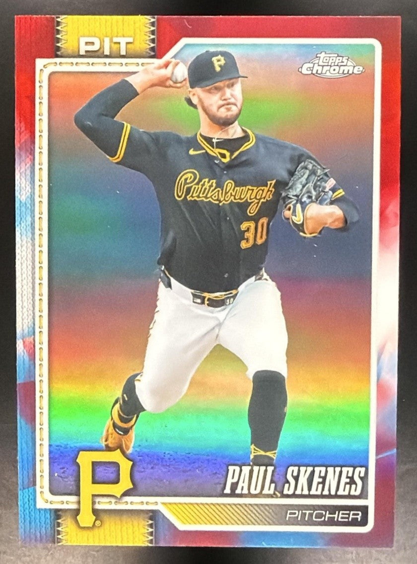 PAUL SKENES 2026 TOPPS CHROME #150 RED WHITE AND BLUE REFRACTOR PIRATES