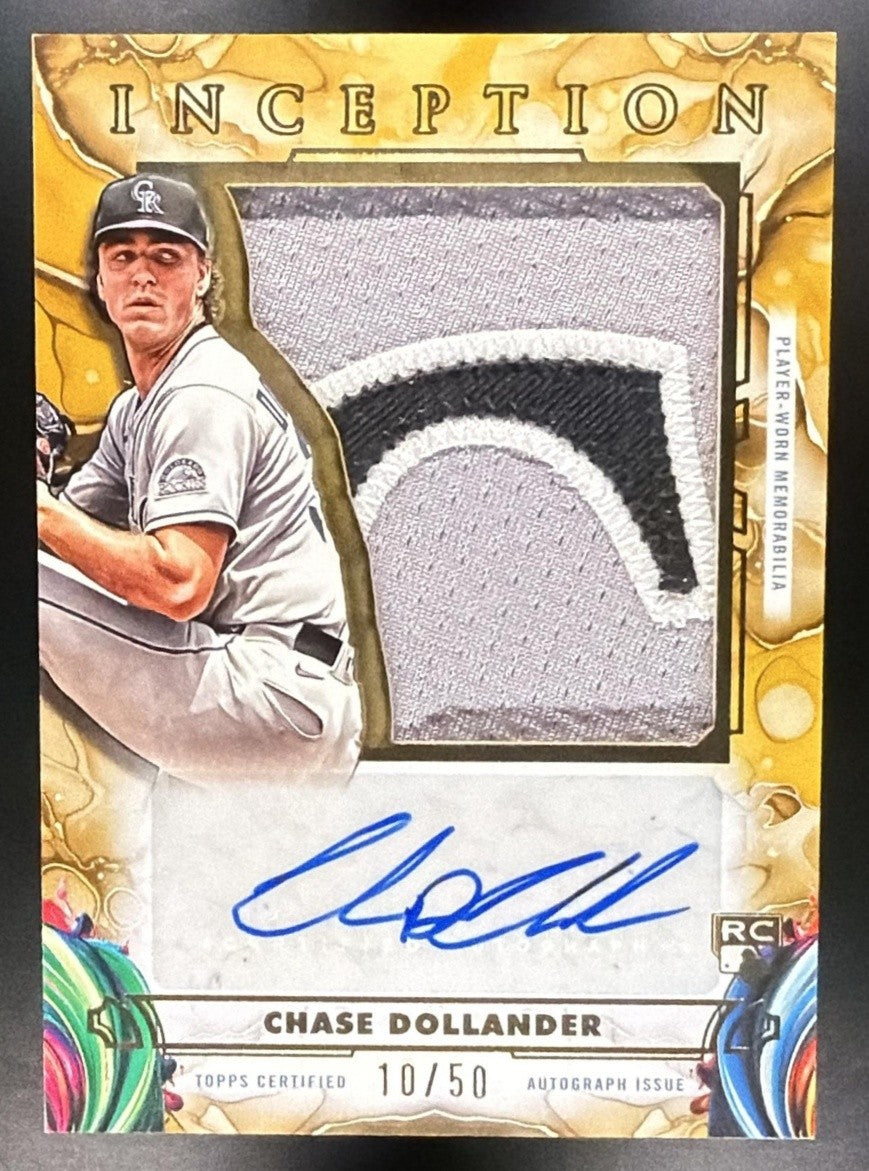 2025 Topps Inception Chase Dollander #IAJP-CD Auto Jumbo Patch /50 RC SSP