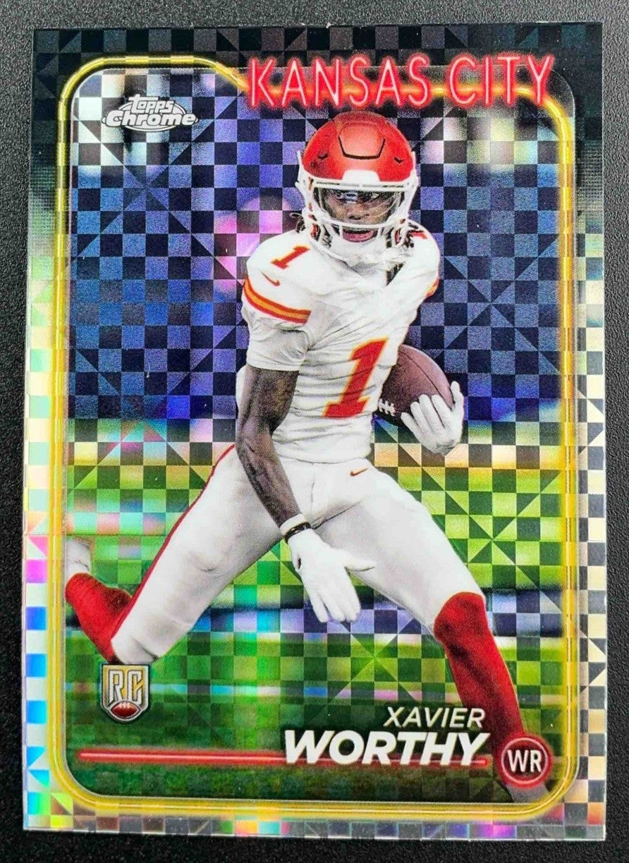 XAVIER WORTHY 2024 TOPPS CHROME #208 X-FRACTOR RC CHIEFS