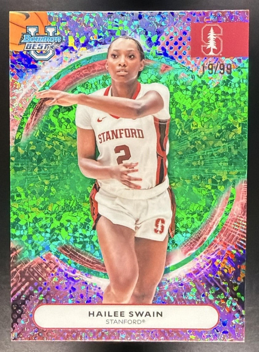 2025 Bowman Best University Hailee Swain #46 Green Mini-Diamond Refractor /99