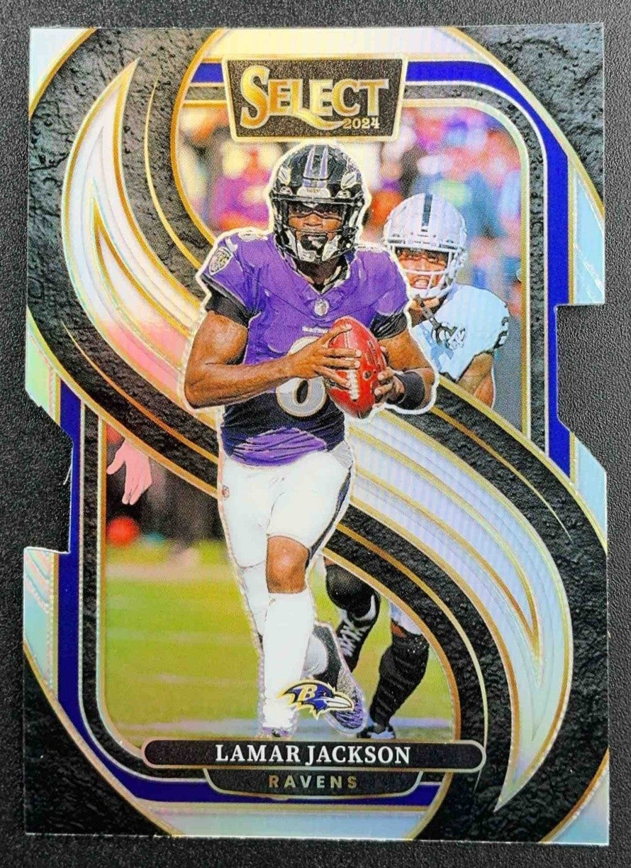 LAMAR JACKSON 2024 PANINI SELECT #121 PREMIER SILVER PRIZM DIE-CUT RAVENS