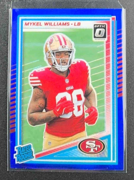 2025 Panini Donruss Optic Mykel Williams #210 Rated Rookie Blue Hyper Prizm
