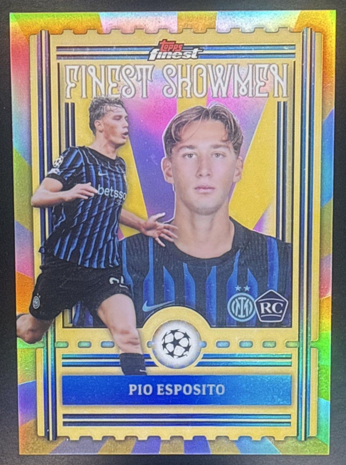 PIO ESPOSITO 2025-26 TOPPS UEFA CLUB COMPETITION FINEST #FS-1 SHOWMEN RC MILANO