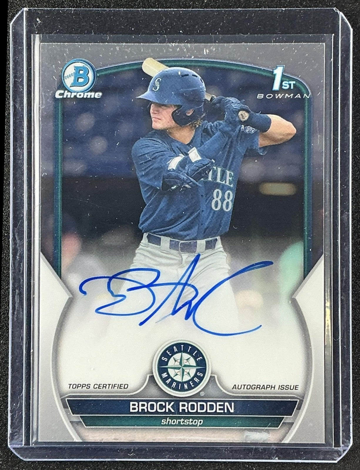 BROCK RODDEN 2023 BOWMAN DRAFT #CDA-BR CHROME AUTO 1ST PROSPECT MARINERS