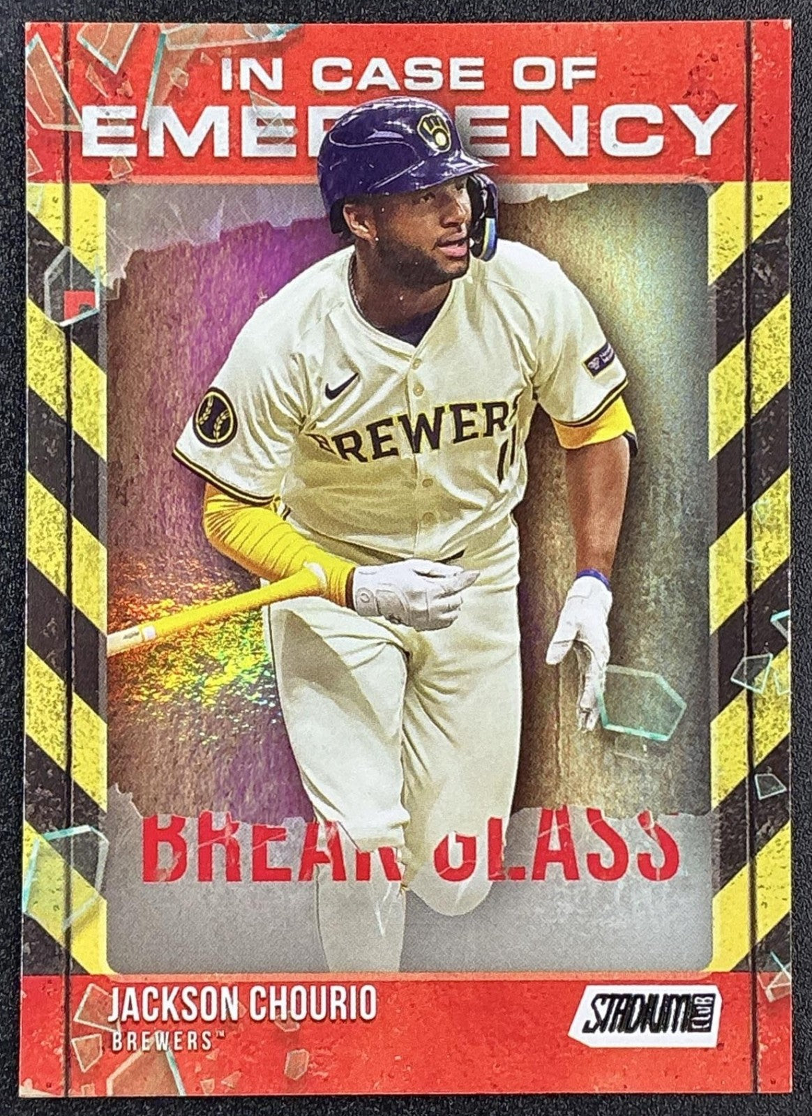 JACKSON CHOURIO 2025 TOPPS STADIUM CLUB #ICE-3 IN CASE OF EMERGENCY BREWERS