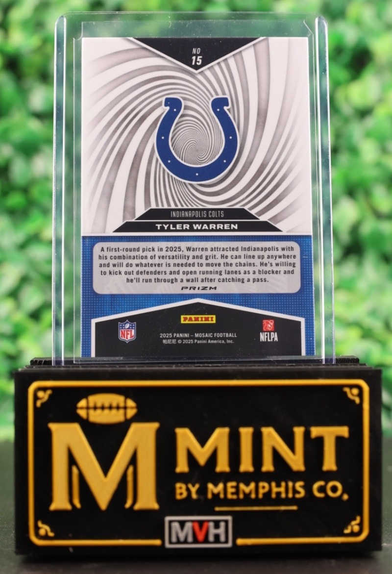 TYLER WARREN 2025 PANINI MOSAIC NFL RC SILVER PRIZM STORM ROOKIE #15 COLTS