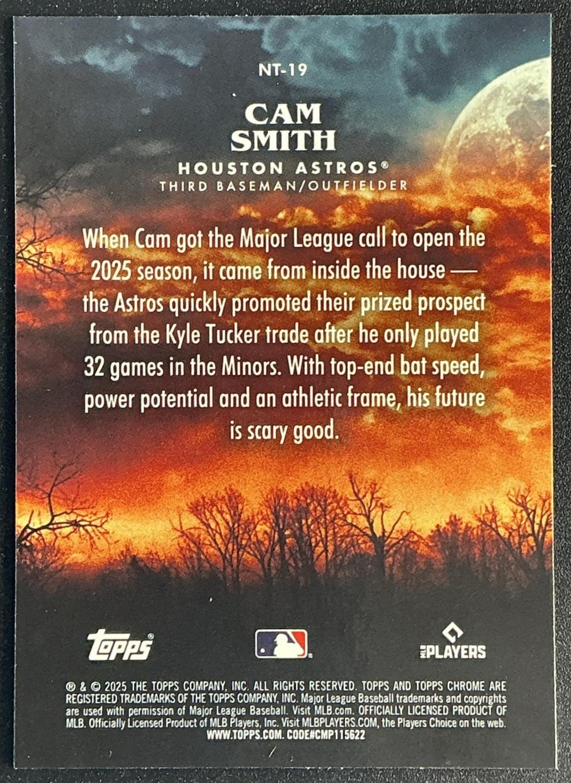 CAM SMITH 2025 TOPPS CHROME UPDATE #NT-19 NIGHT TERRORS RC ASTROS