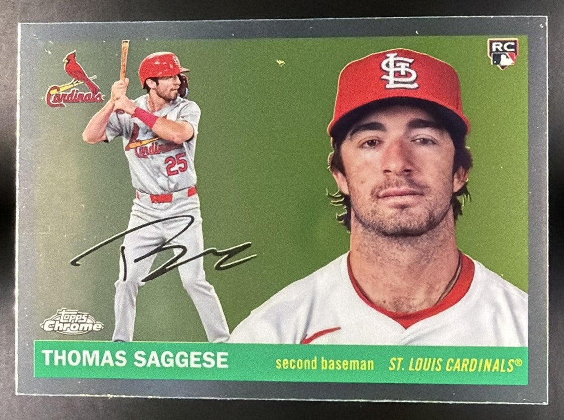 THOMAS SAGGESE 2025 TOPPS CHROME PLATINUM ANNIVERSARY #217 RC CARDINALS