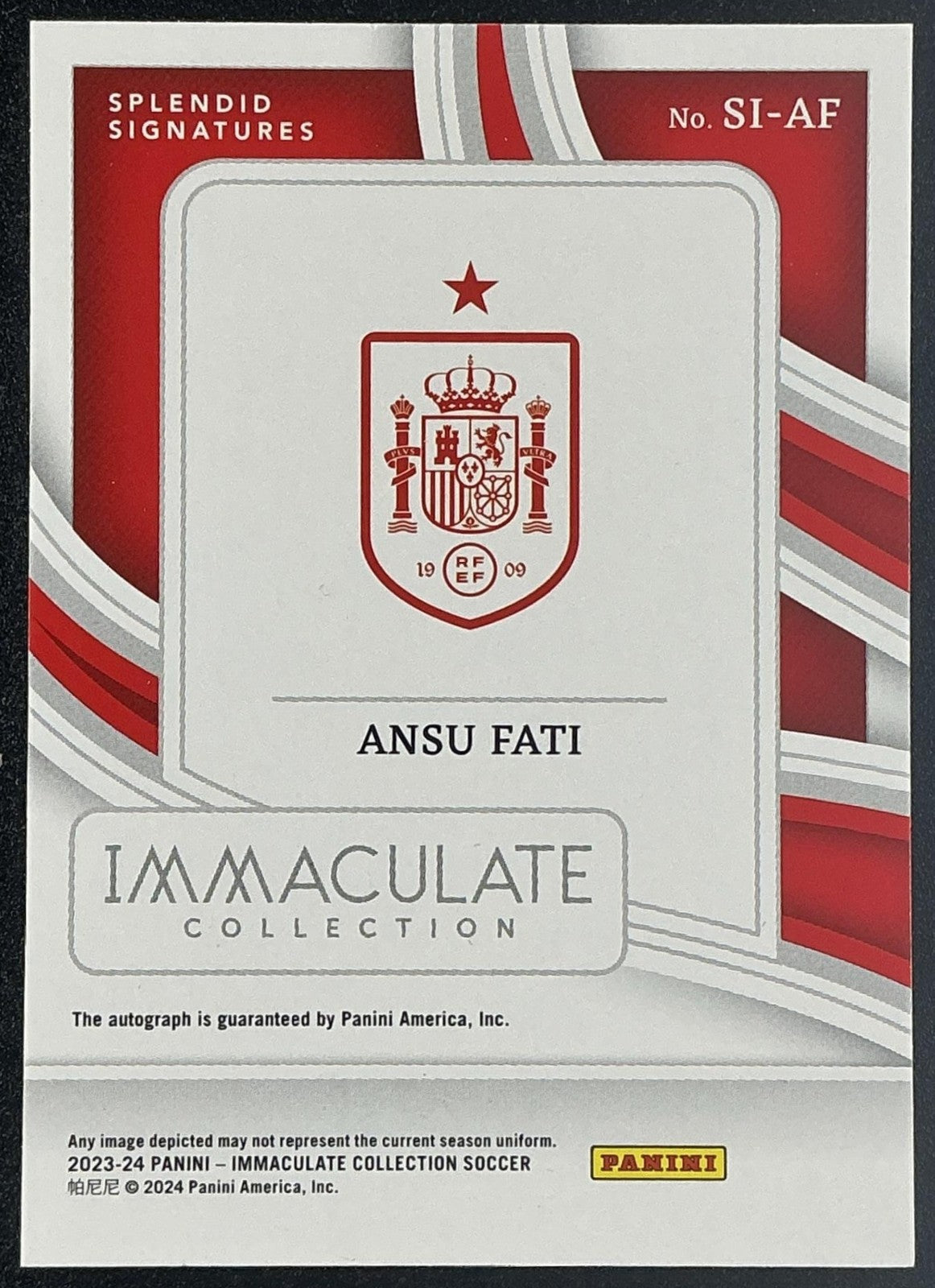 2023 Panini Immaculate Collection Ansu Fati #SI-AF Splendid Signatures /99 Auto