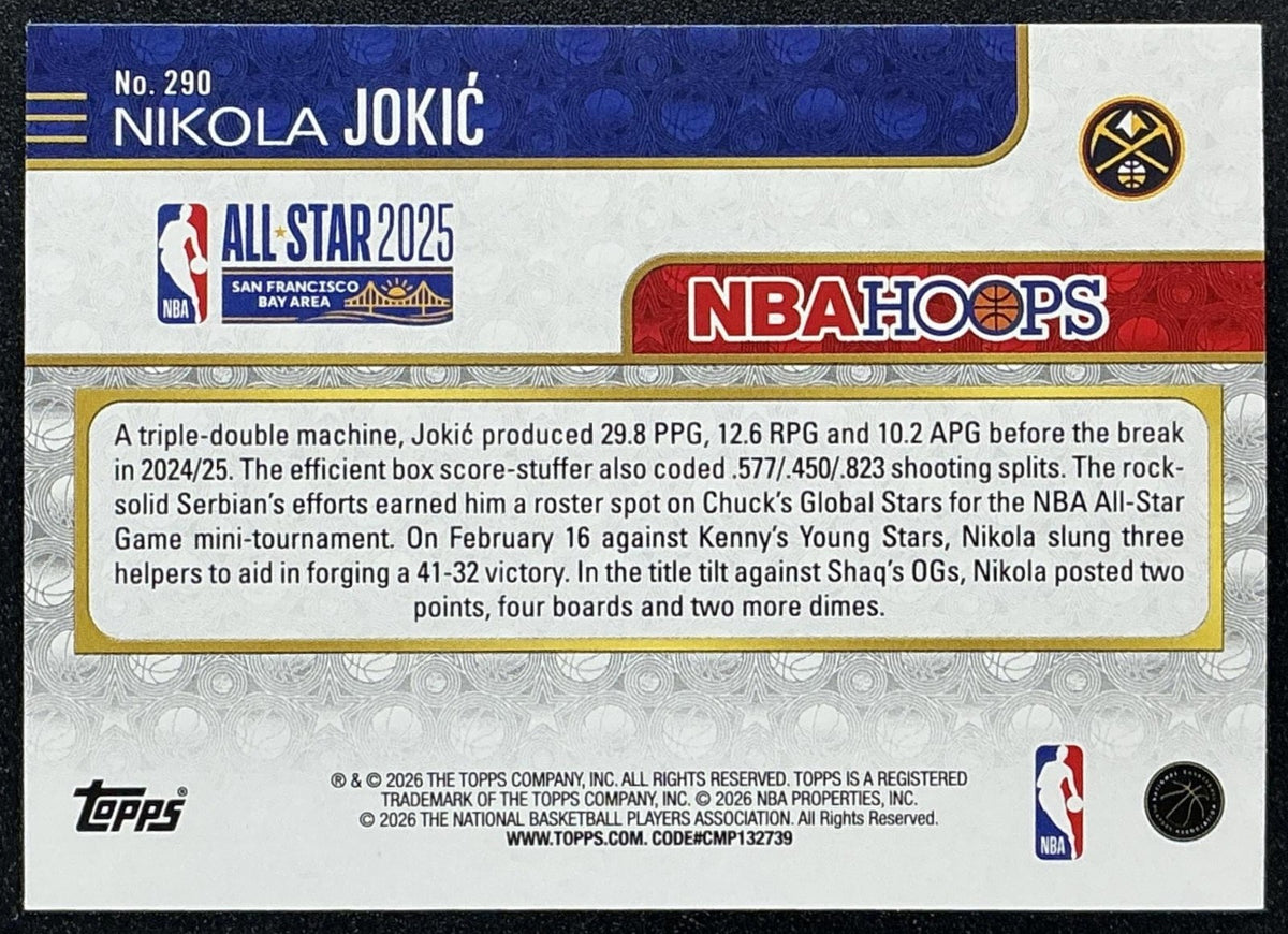 NIKOLA JOKIC 2025-26 TOPPS HOOPS #290 ALL-STAR NUGGETS