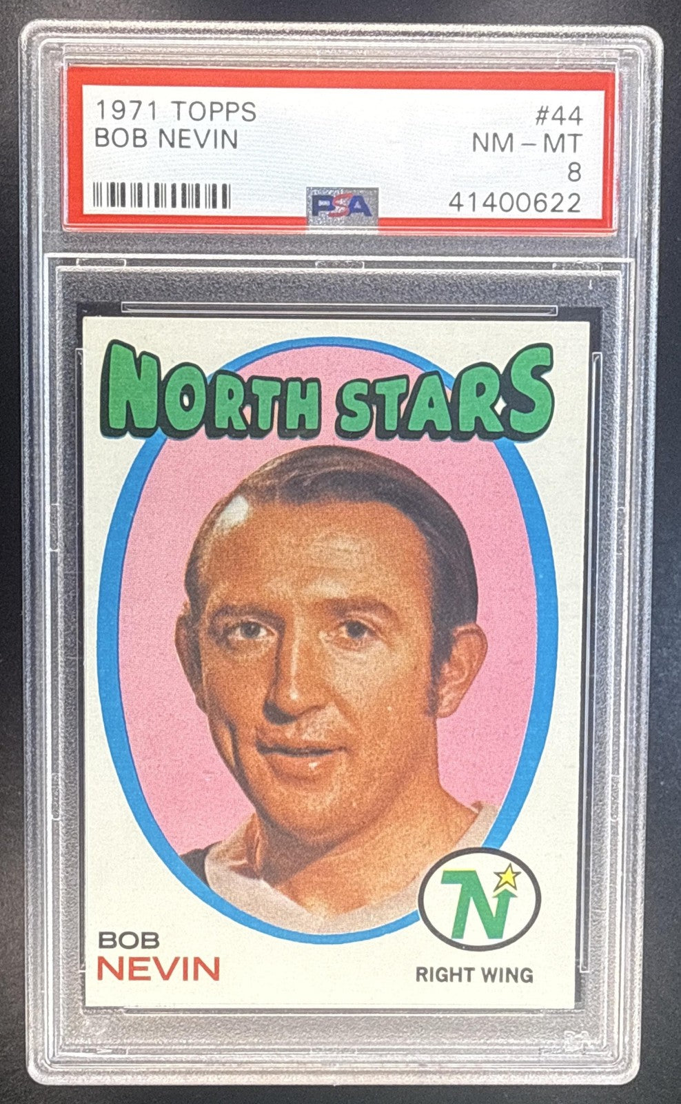 BOB NEVIN 1971-72 TOPPS #44 PSA 8