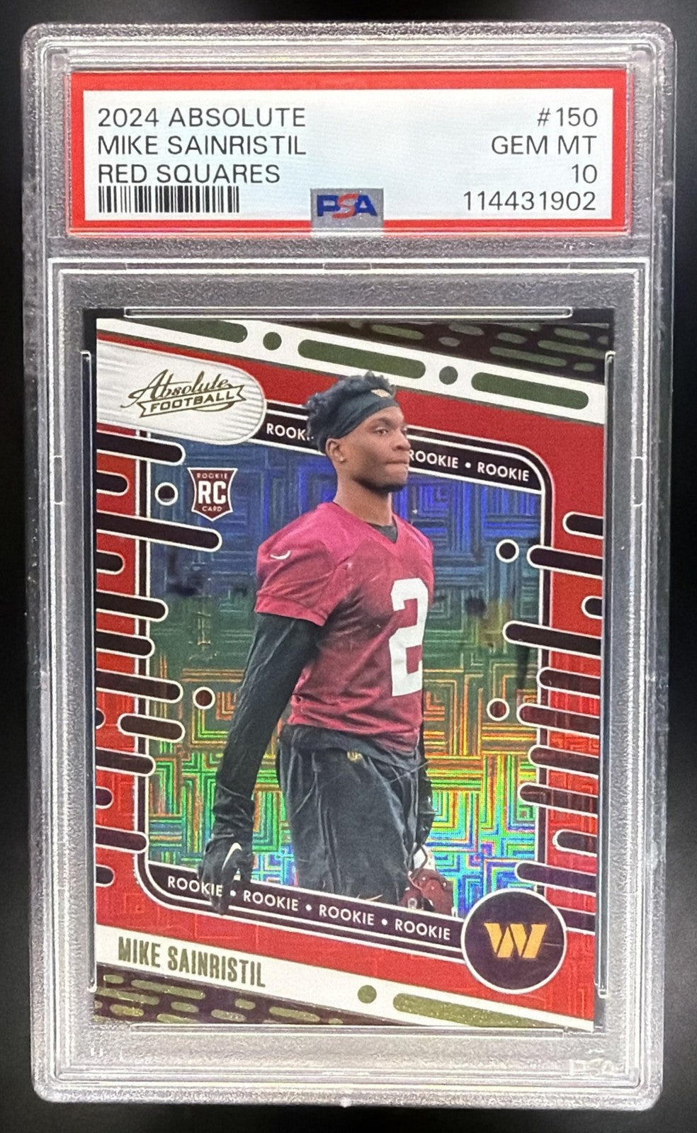 2024 Panini Absolute Mike Sainristil #150 Rookies Red Squares RC PSA 10 POP 1