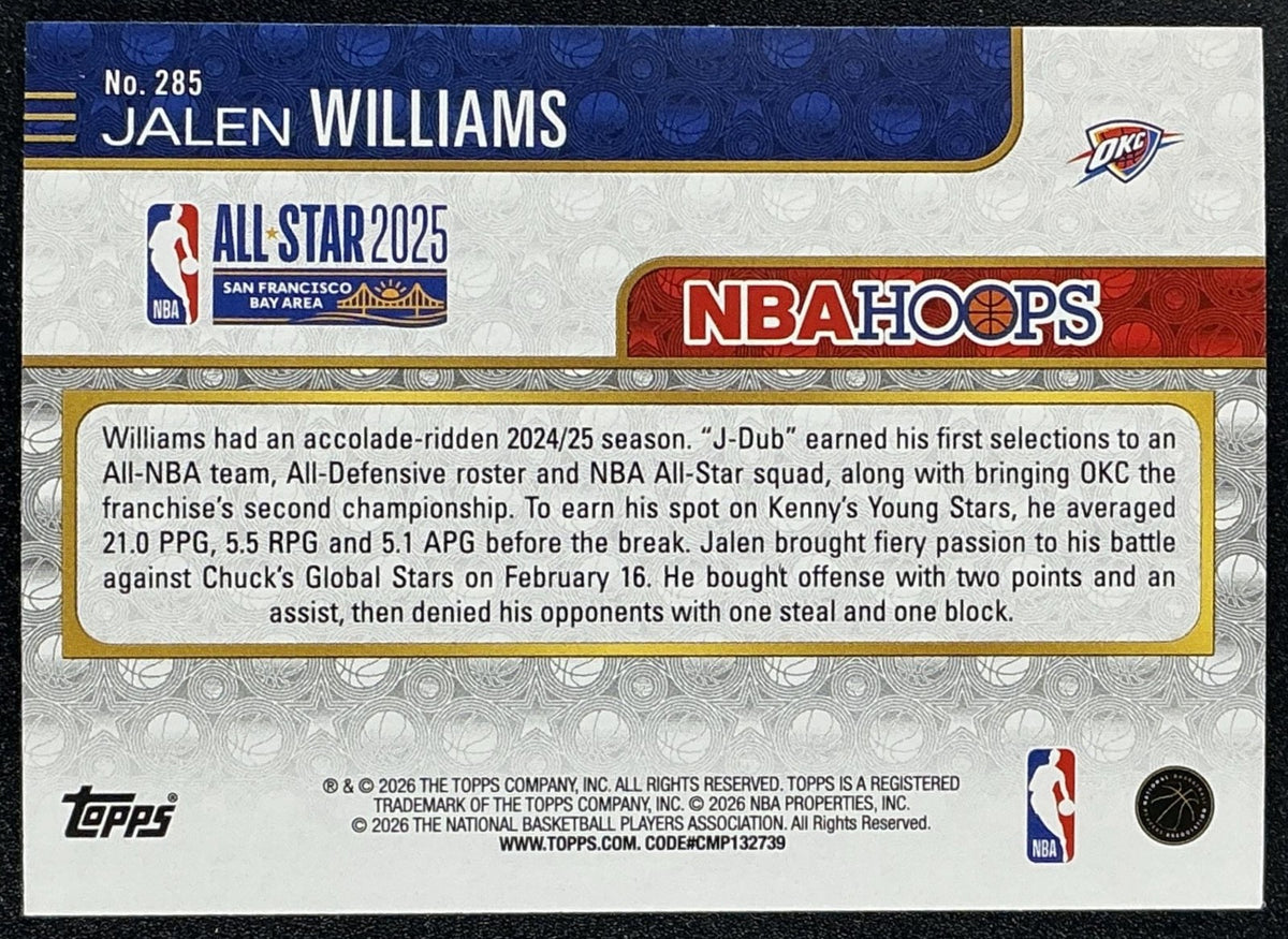 JALEN WILLIAMS 2025-26 TOPPS HOOPS #285 ALL-STAR THUNDER