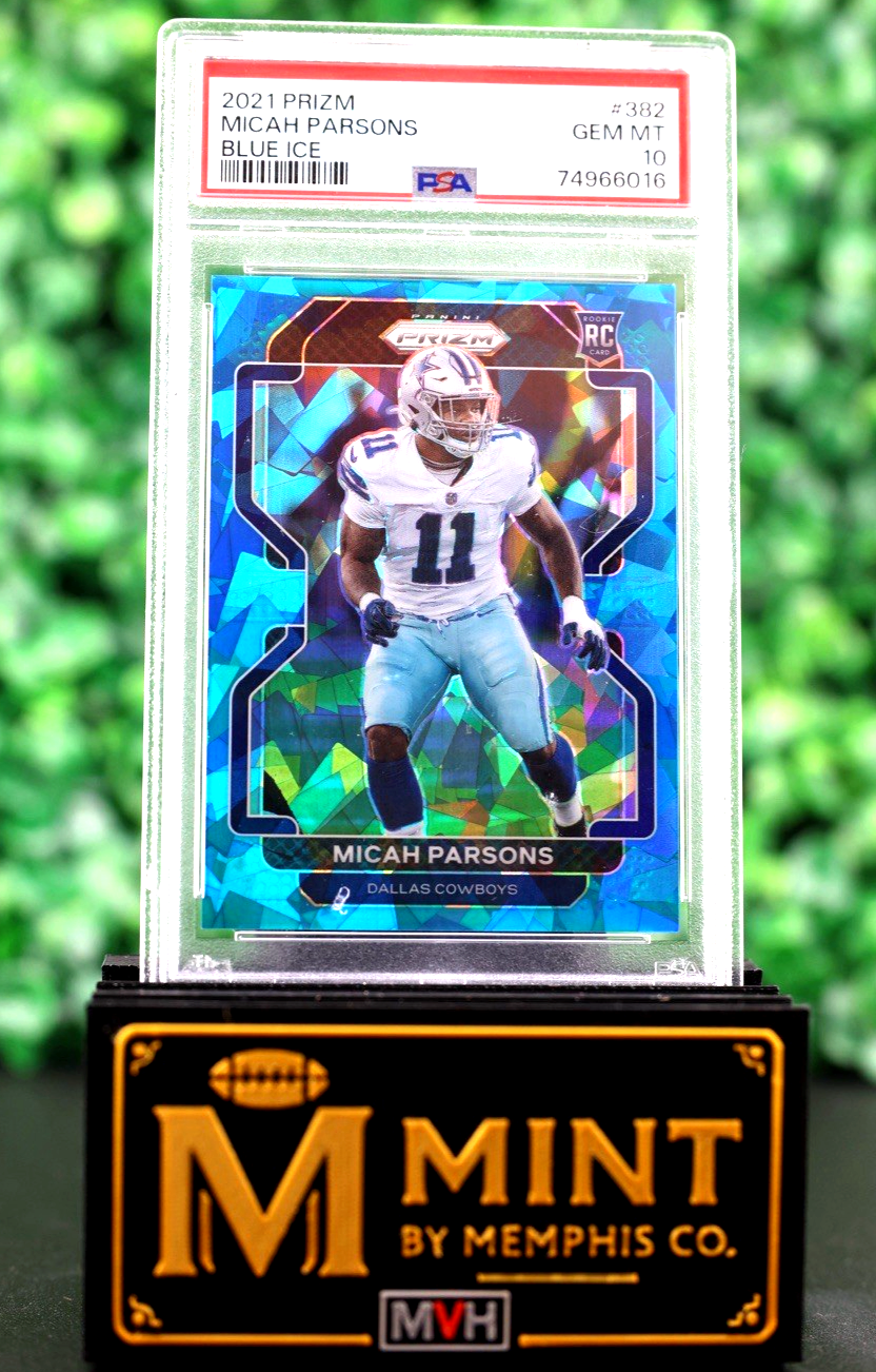 MICAH PARSONS 2021 PRIZM #382 BLUE ICE PRIZM /99 RC PSA 10 POP 10 GEM MINT