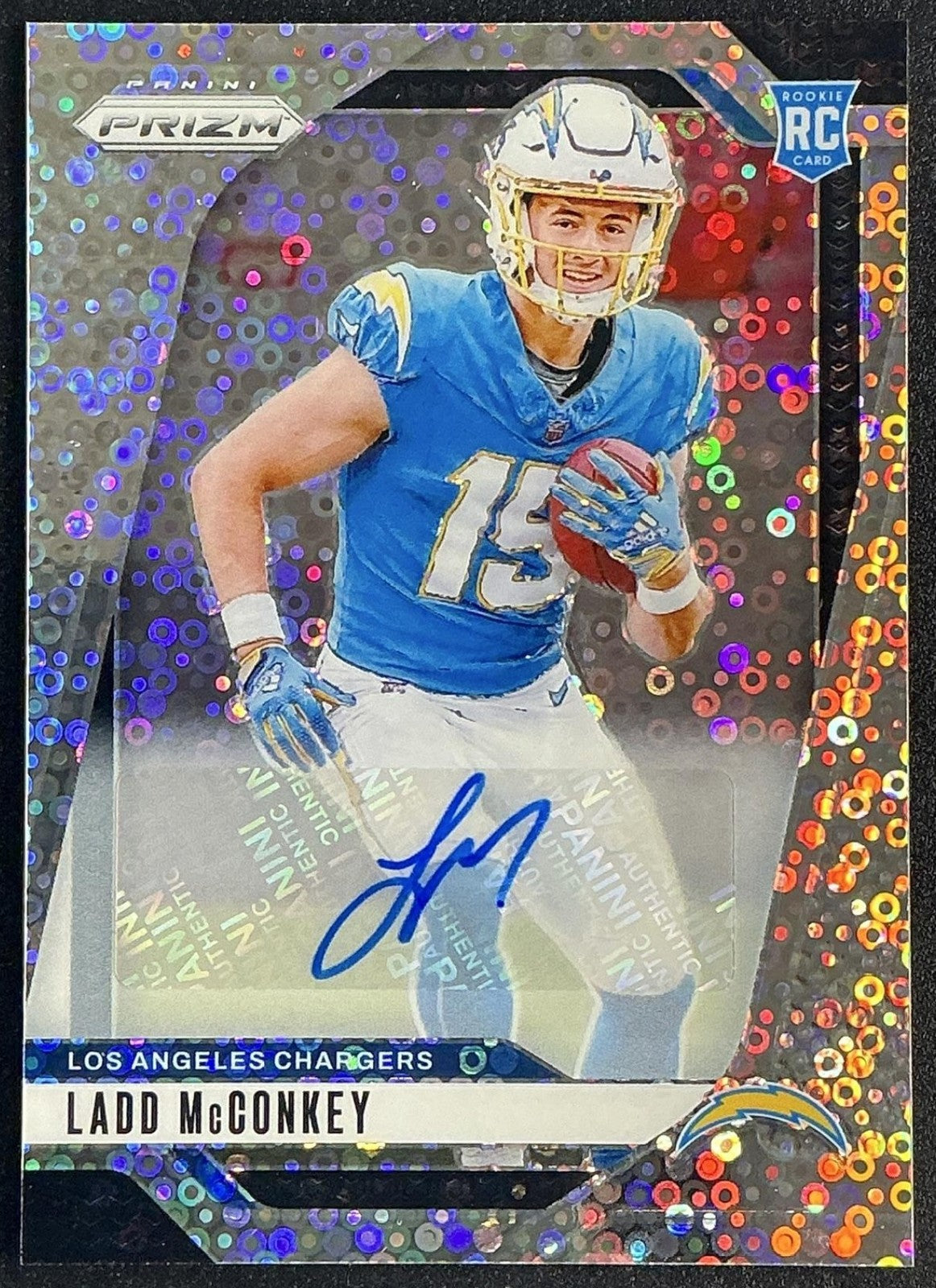 LADD MCCONKEY 2024 PANINI PRIZM #365 AUTO NO HUDDLE RC CHARGERS