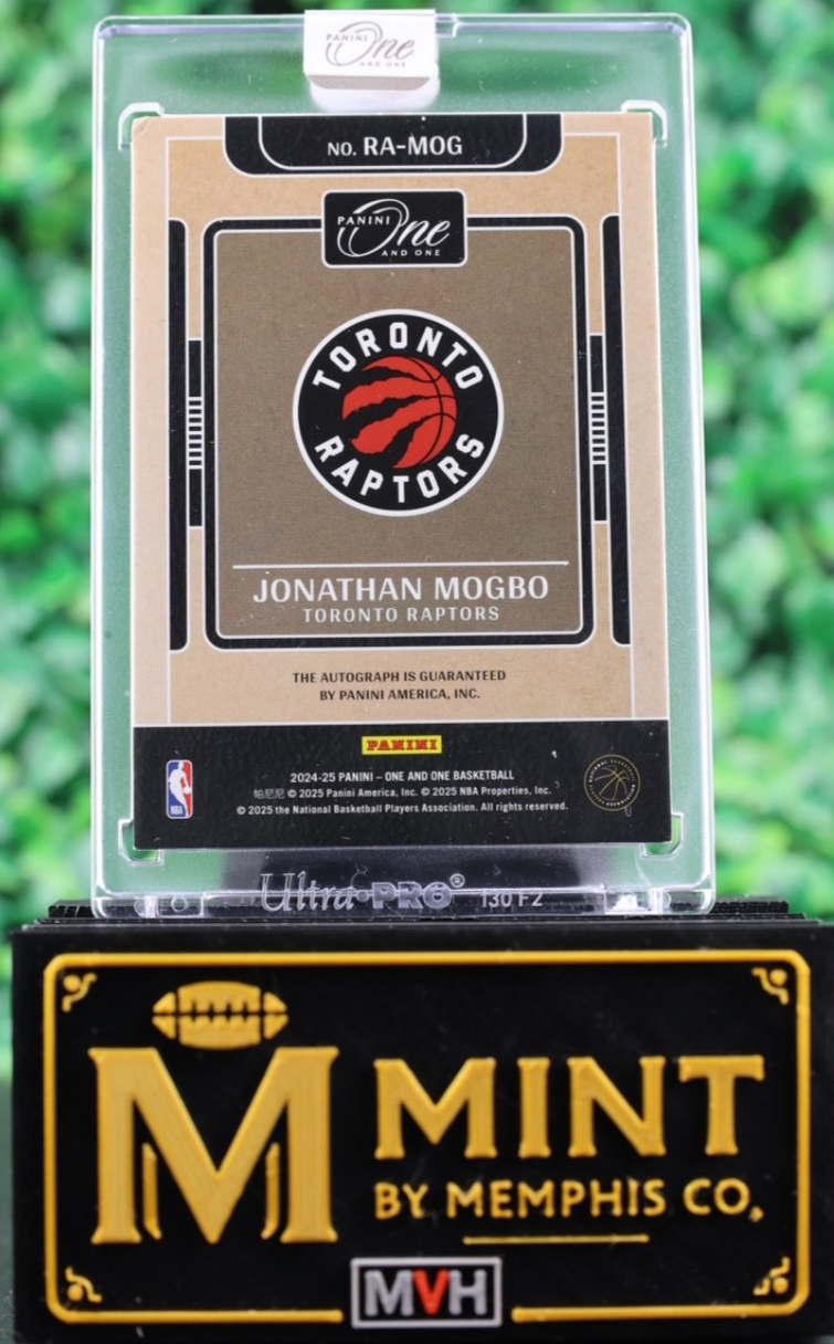 JONATHAN MOGBO 2024-25 PANINI ONE AND ONE ROOKIE RED RC AUTO /25 RAPTORS SSP