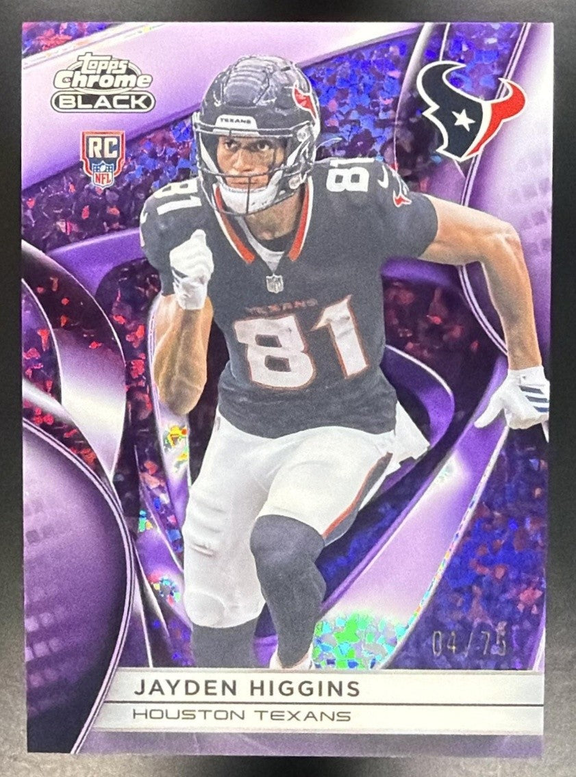 2025 Topps Chrome Black Jayden Higgins #118 Purple Mini-Diamond Refractor /75 RC