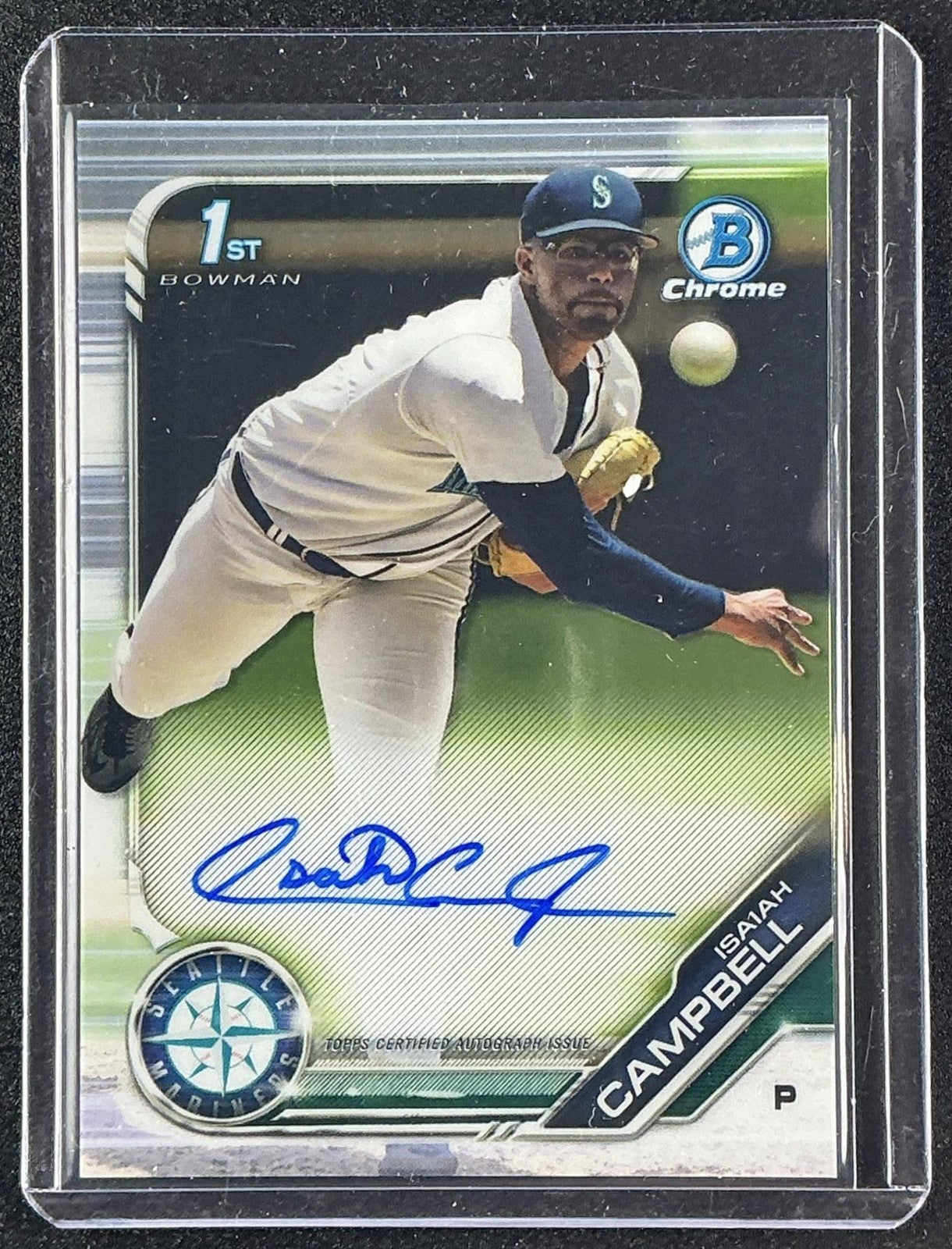 ISAIAH CAMPBELL 2019 BOWMAN DRAFT #CDA-IC CHROME PICK AUTO 1ST PROSPECT MARINERS