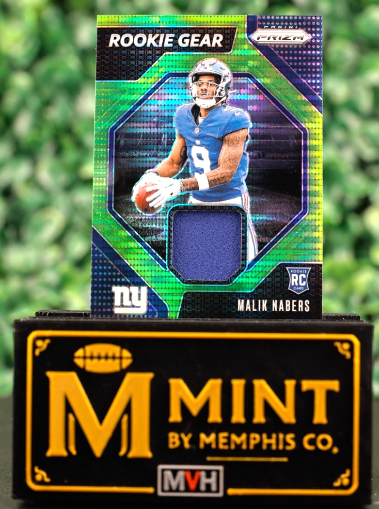 MALIK NABERS 2024 PRIZM ROOKIE GEAR NEON GREEN PULSAR PRIZM RC NY GIANTS