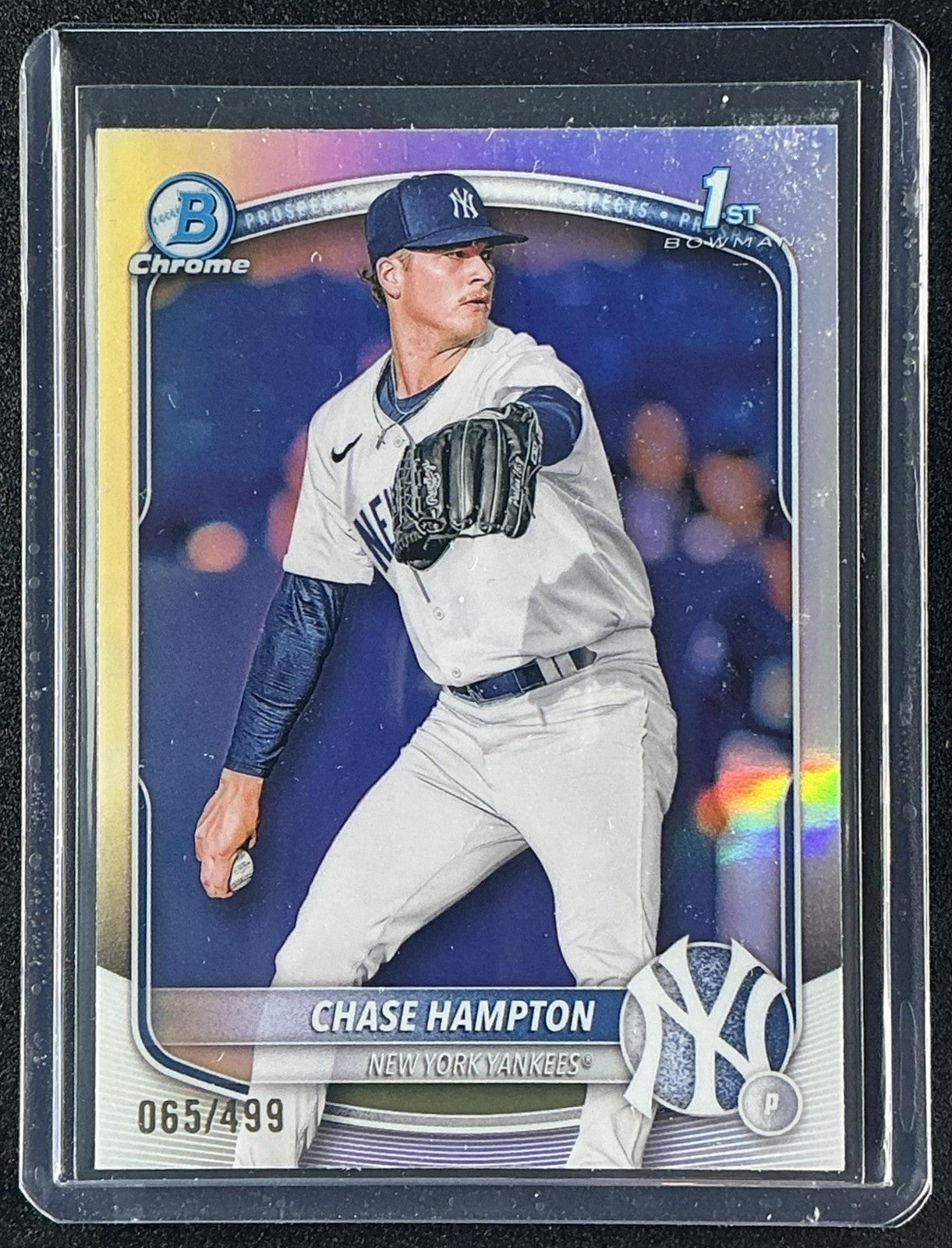 CHASE HAMPTON 2025 BOWMAN #BCP-57 CHROME REFRACTOR 65/499 1ST PROSPECT YANKEES