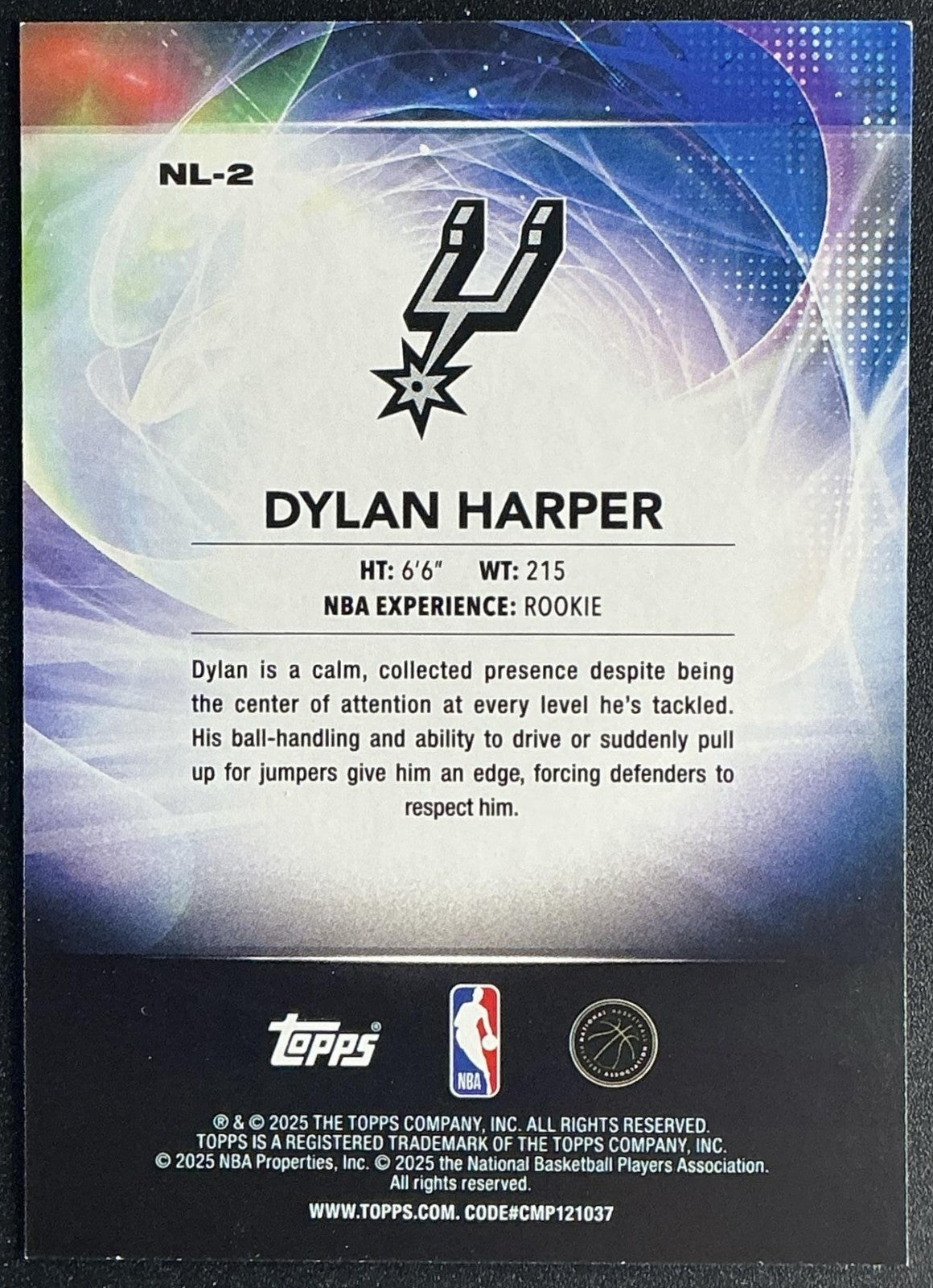 DYLAN HARPER 2025-26 TOPPS #NL-2 NO LIMIT RC SPURS