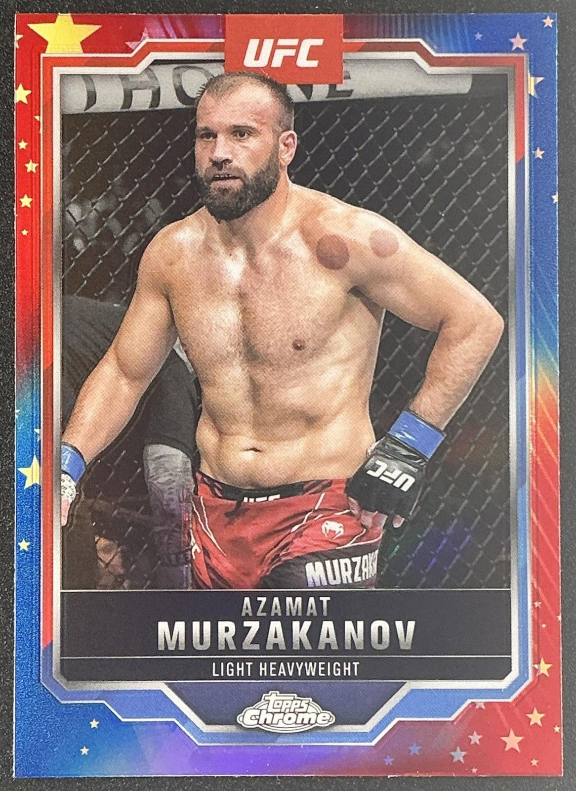 AZAMAT MURZAKANOV 2025 TOPPS UFC CHROME #168 RED & BLUE REFRACTOR