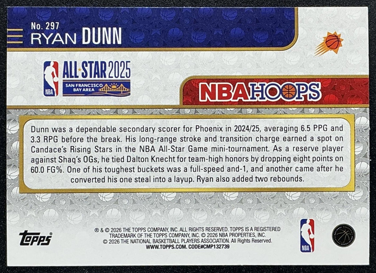 RYAN DUNN 2025-26 TOPPS HOOPS #297 ALL-STAR SUNS