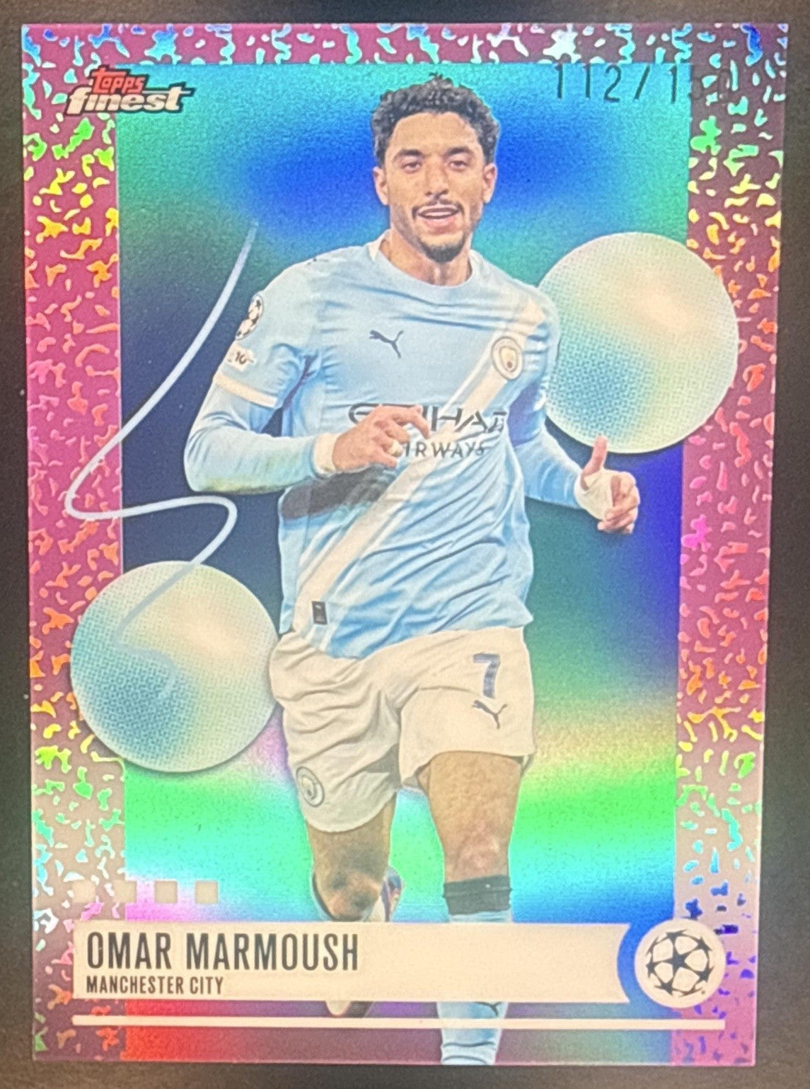 2025 Topps Finest Omar Marmoush #329 Uncommon Blue Refractor /150