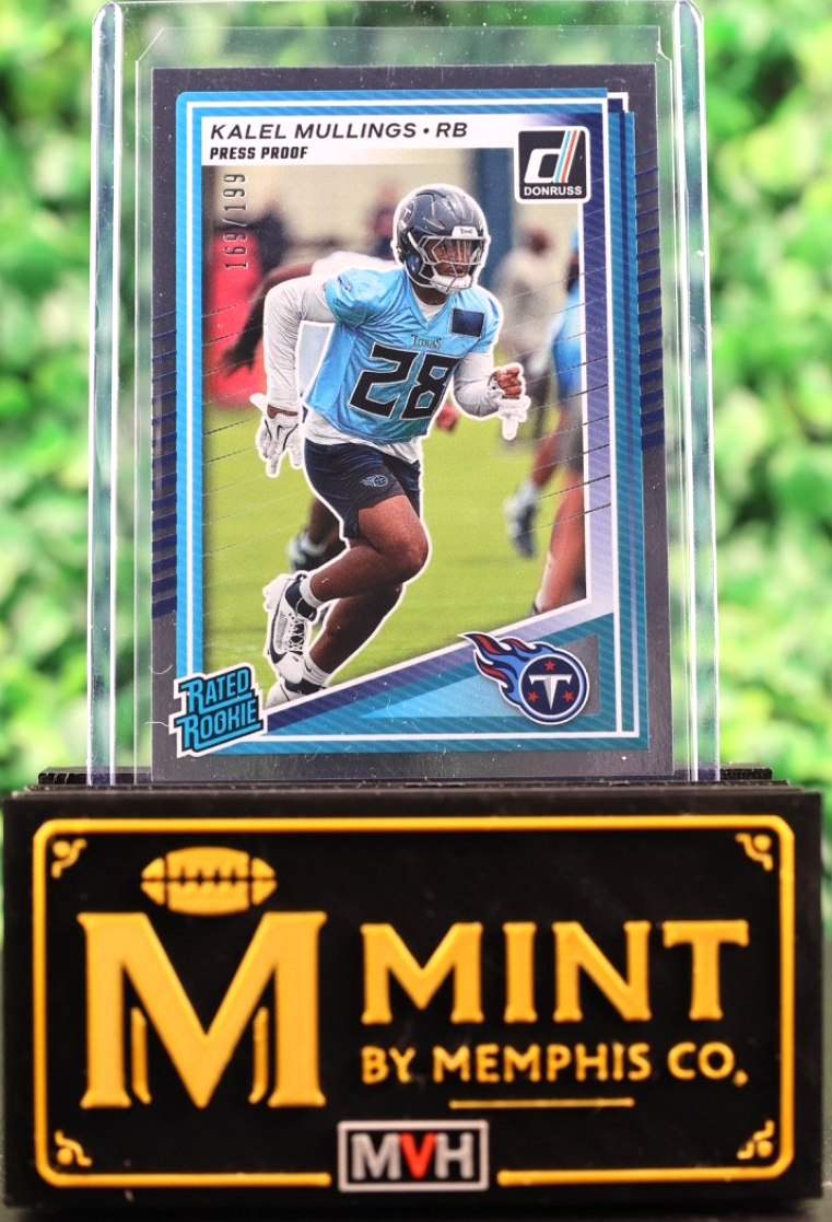 KALEL MULLINGS 2025 DONRUSS SILVER PRESS PROOF RATED ROOKIE /199 #378 TITANS