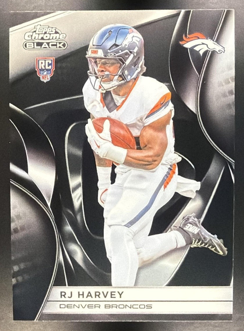 RJ HARVEY 2025 TOPPS CHROME BLACK #115 RC BRONCOS