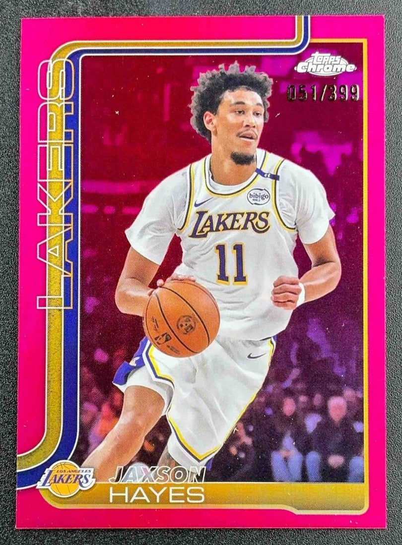 JAXSON HAYES 2025-26 TOPPS CHROME #125 MAGENTA REFRACTOR 51/399 LAKERS