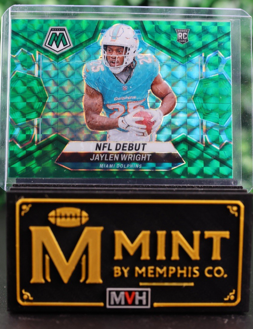JAYLEN WRIGHT 2024 MOSAIC NFL DEBUT #280 GREEN MOSAIC PRIZM RC DOLPHINS