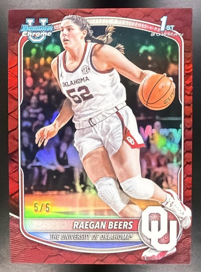 2025 Bowman Raegan Beers Chrome Reptilian Red Refractor /5 1st Prospect Bookend