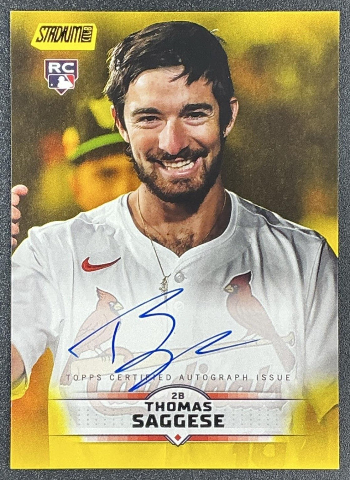 THOMAS SAGGESE 2025 TOPPS STADIUM CLUB #SCBA-TS AUTO YELLOW FOIL RC CARDINALS