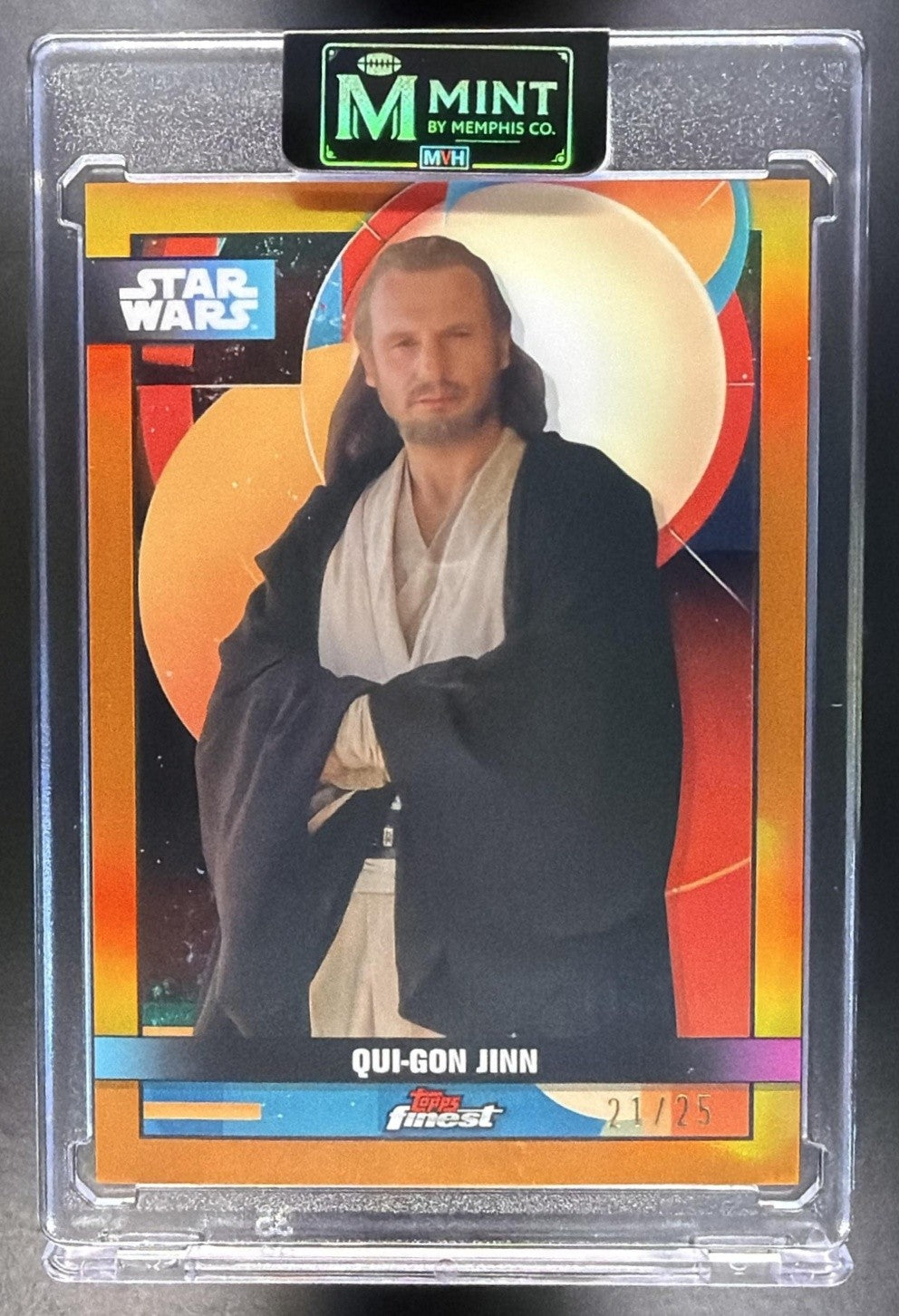 2025 Topps Star Wars Smugglers Outpost Qui-Gon Jinn #F-9 Finest Orange /25