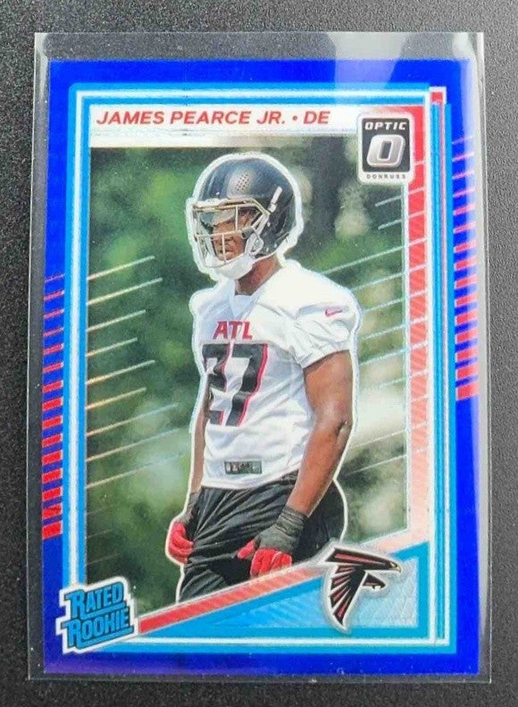 2025 Panini Donruss Optic James Pearce Jr. #240 Rated Rookie Blue Hyper Prizm