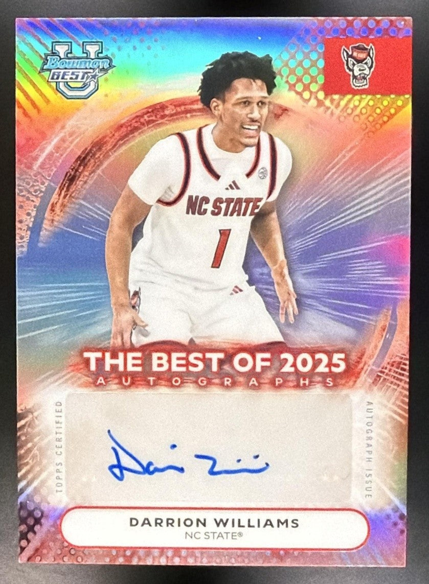 2025 Bowman Best University Darrion Williams #BA-DW Best of Auto Refractor