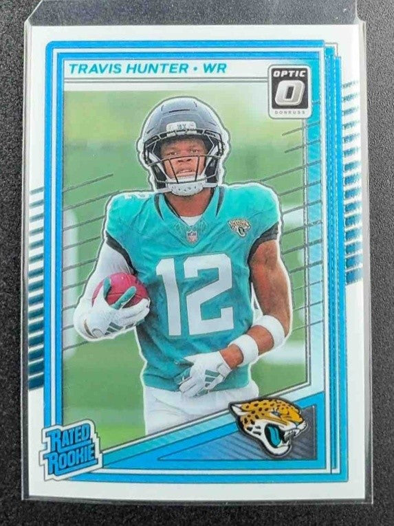 TRAVIS HUNTER 2025 PANINI DONRUSS OPTIC #201 RATED ROOKIE JAGUARS