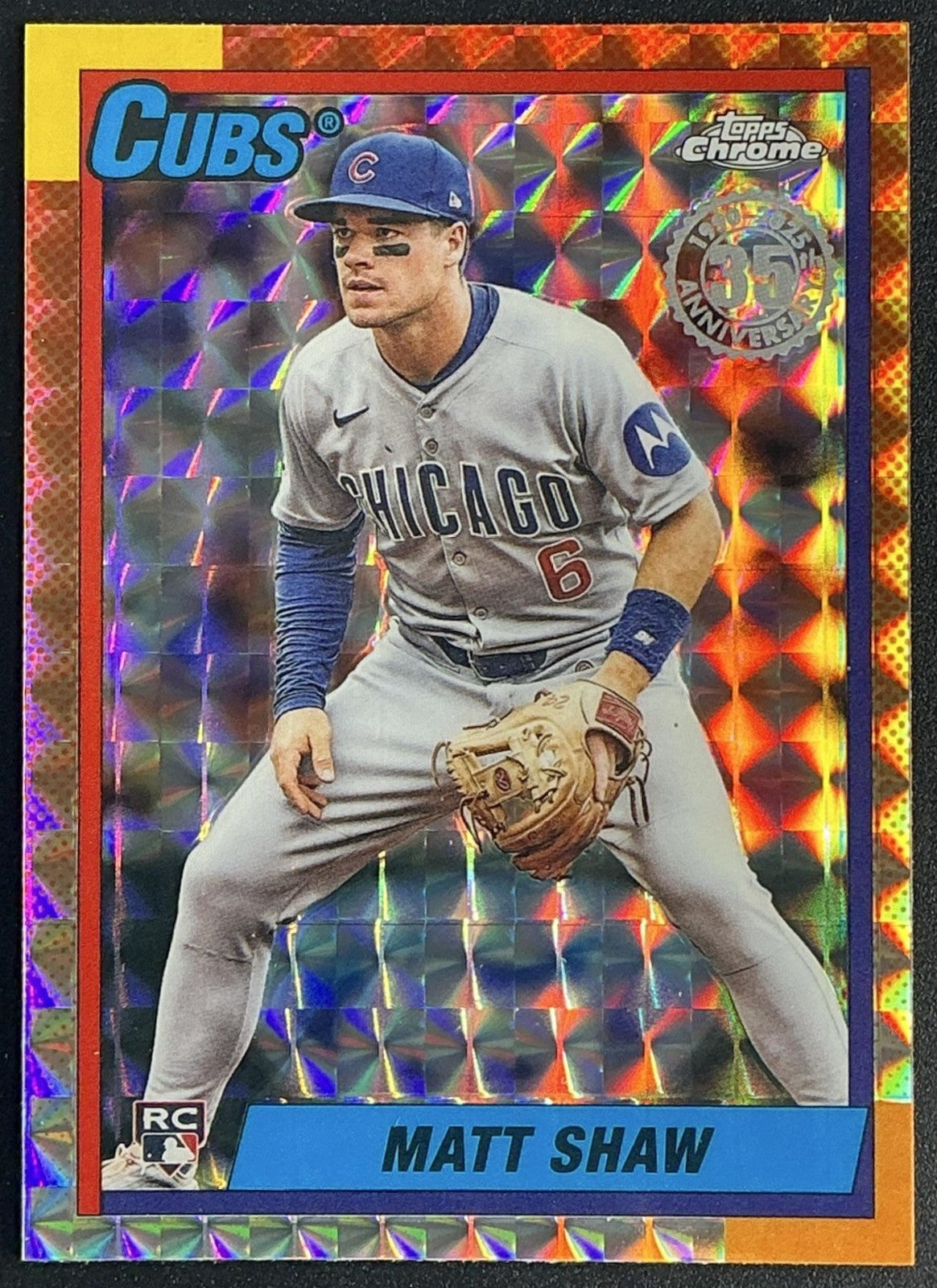 MATT SHAW 2025 TOPPS CHROME UPDATE #90CU-20 1990 GEOMETRIC REFRACTOR RC CUBS