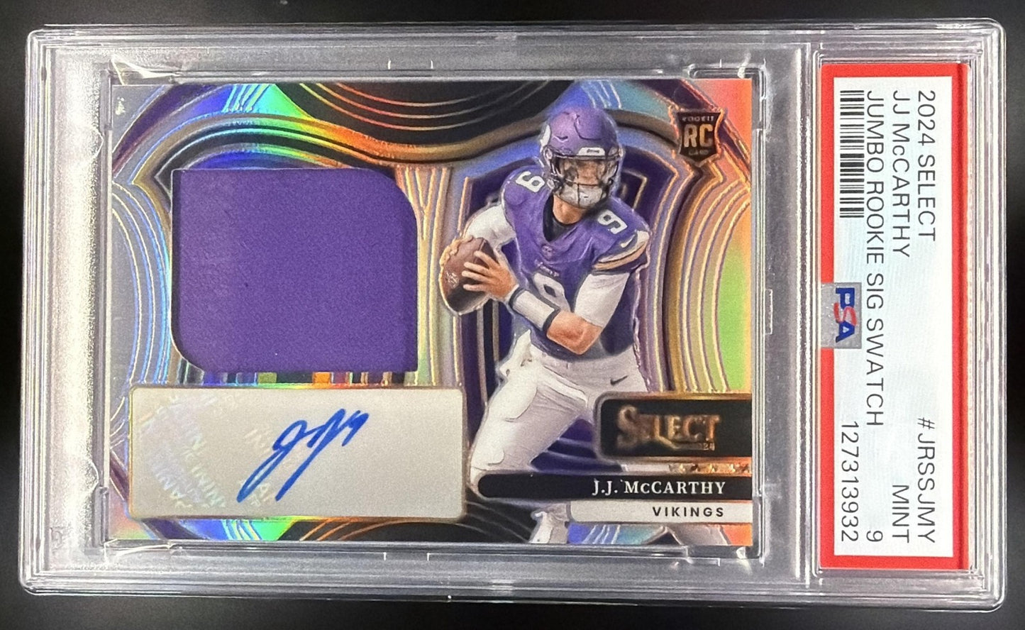 2024 PANINI SELECT J.J. MCCARTHY ROOKIE /199 PATCH RC AUTO NUMBER MATCH PSA 9