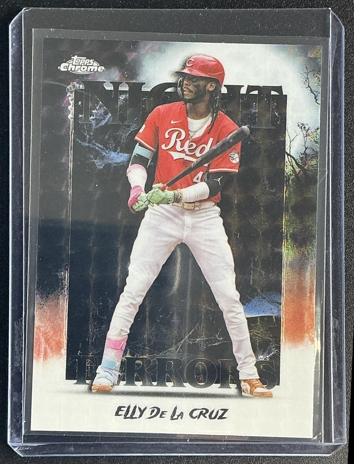 2025 Topps Chrome Update Elly De La Cruz #NT-6 Night Terrors Geometric Refractor