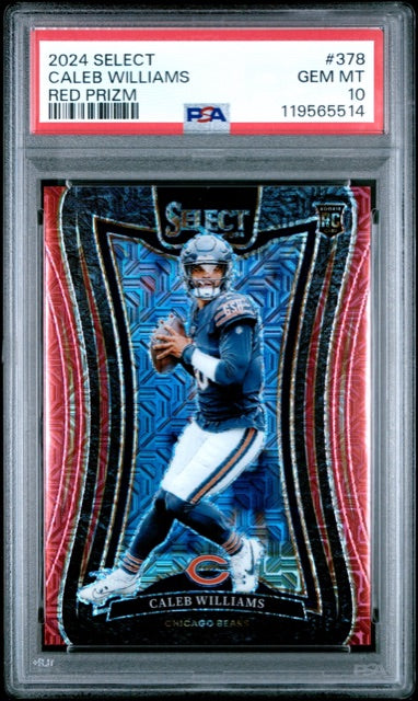 Caleb Williams 2024 Select Red Prizm #378 RC PSA 10 GEM MT
