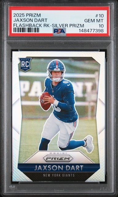 Jaxson Dart 2025 Prizm Flashback Rookies Silver #10 RC PSA 10 GEM MT